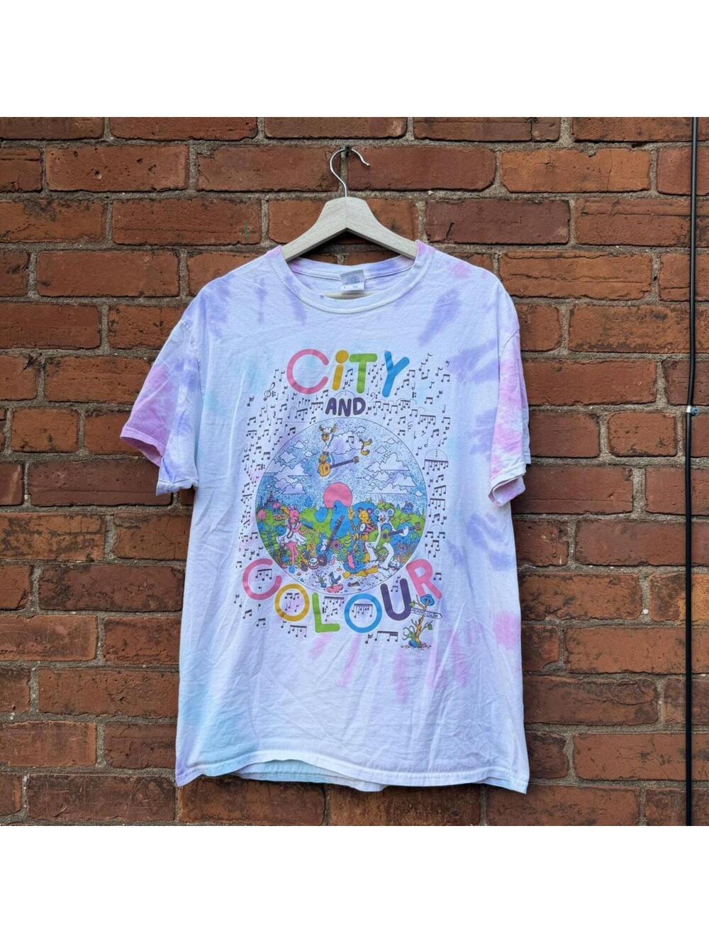city and colour tie dye t shirt colortone L